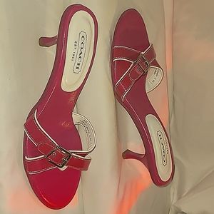 Coach hot pink kitten heel sandle slides 8